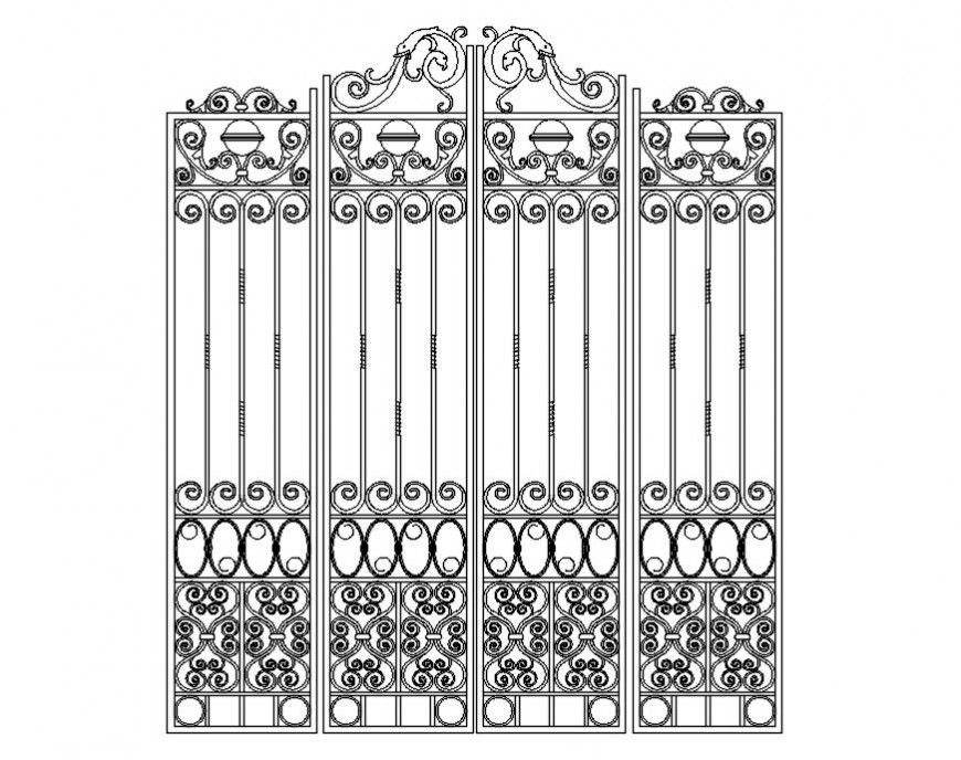 Iron main gate design autocad file