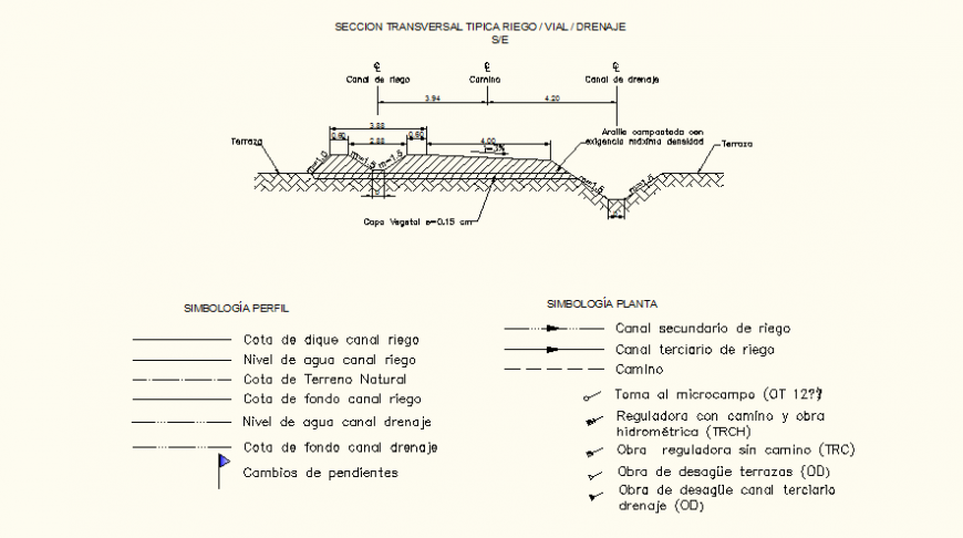 Irrigation and drainage system detail elevation dwg file