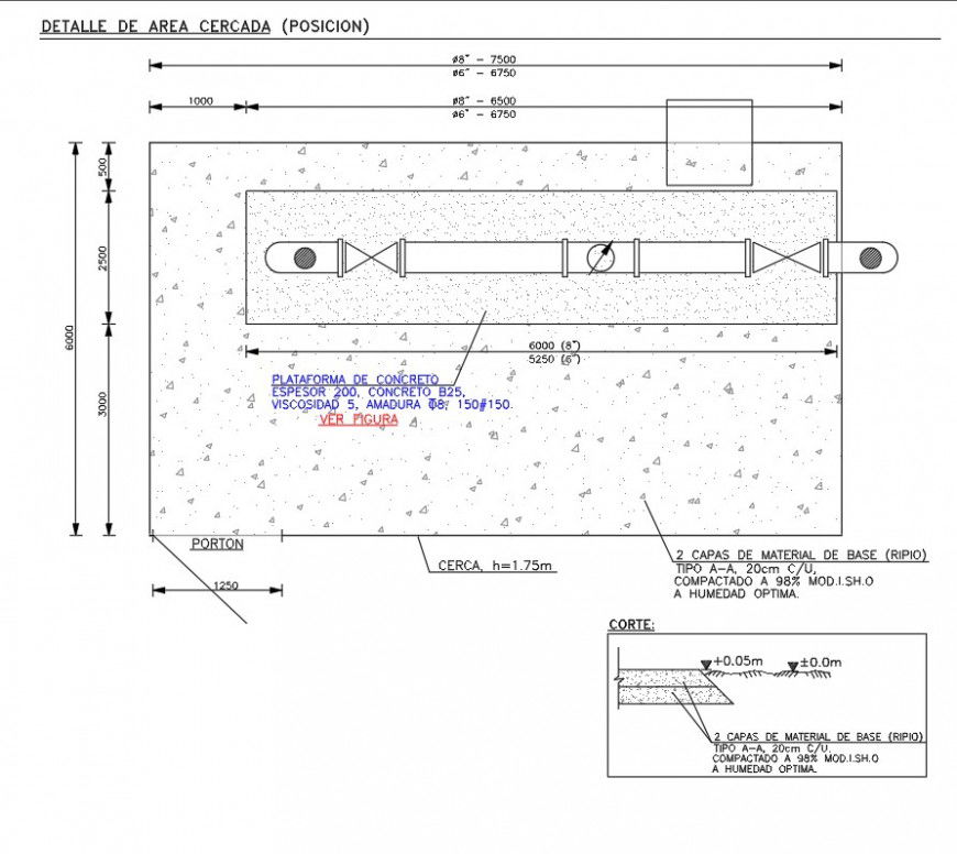 Irrigation network detail elevation and plan autocad file