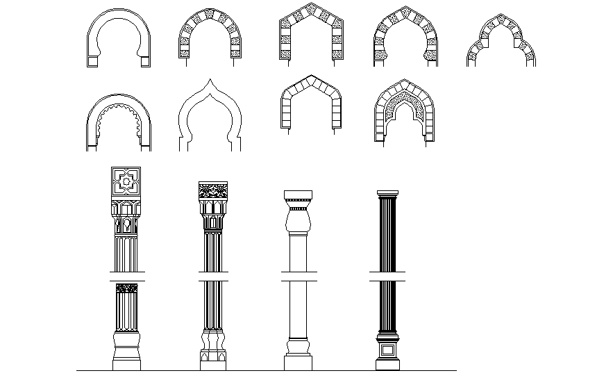 Islamic Arches and Columns AutoCAD File with Detailed Design Layout