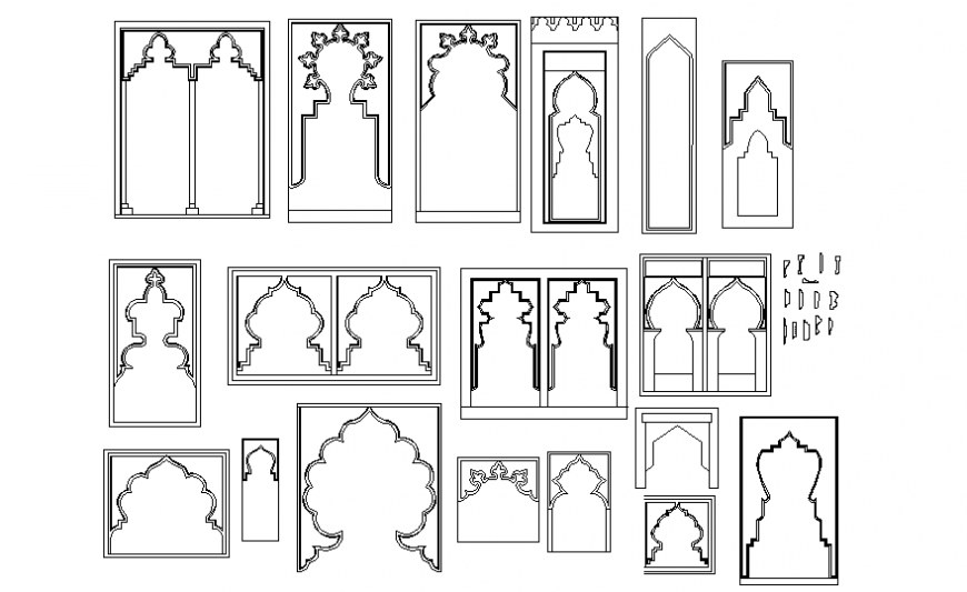 Islamic Arches Doors Elevation Blocks DWG for CAD Architecture