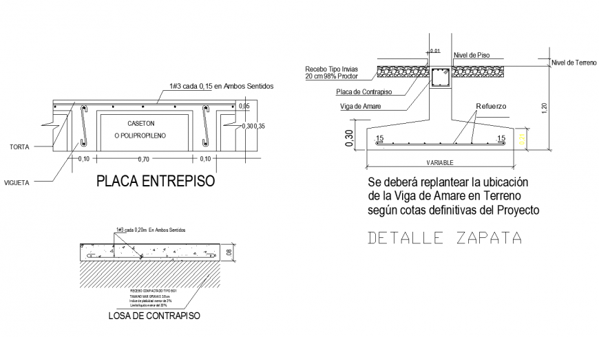 Isolated footing detail elevation and plan autoacd file