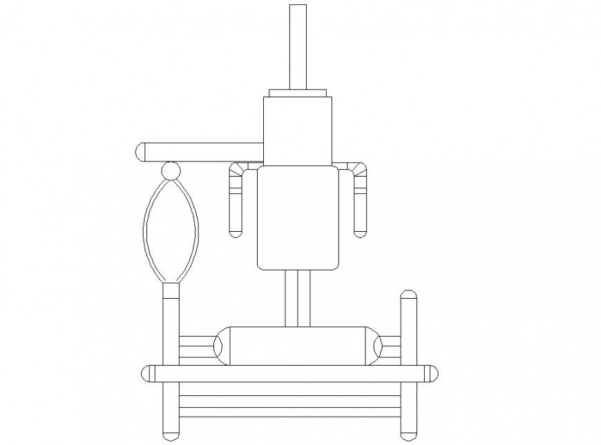 Isolateral bench press machine detail 2d view CAD gym equipment block layout file in autocad format
