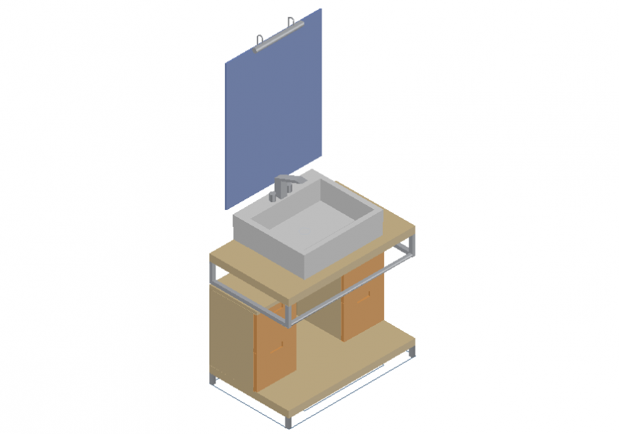Isometric 3 d sink table detail autocad file
