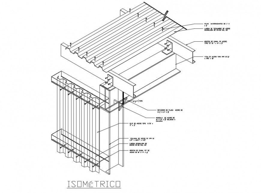Isometric anchor and wall connections and cover cad construction details dwg file