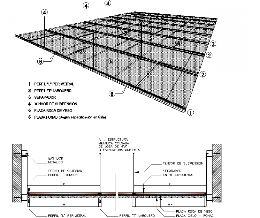 Isometric and section slab layout file