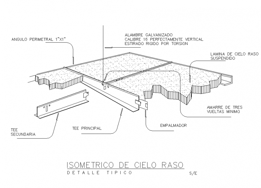 Isometric ceiling section plan autocad file