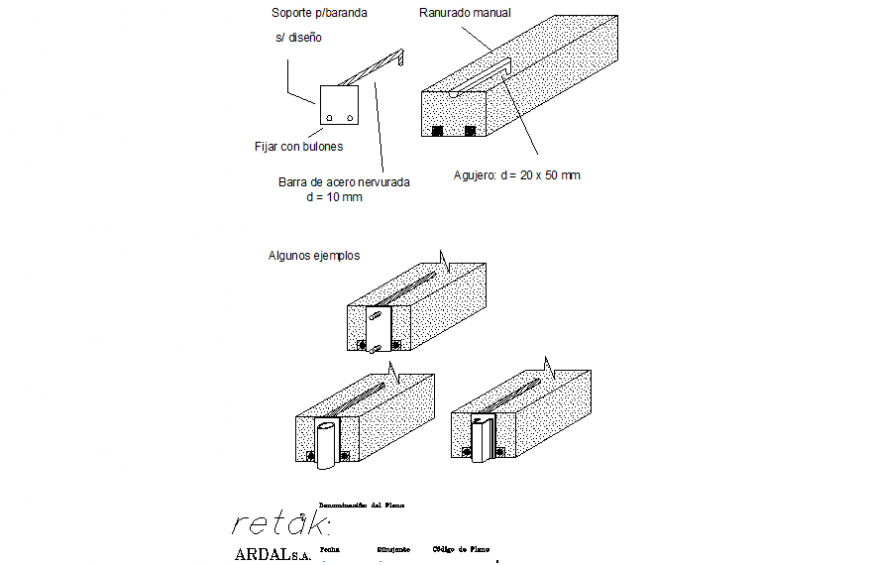 Isometric column block bolt nut detail dwg file