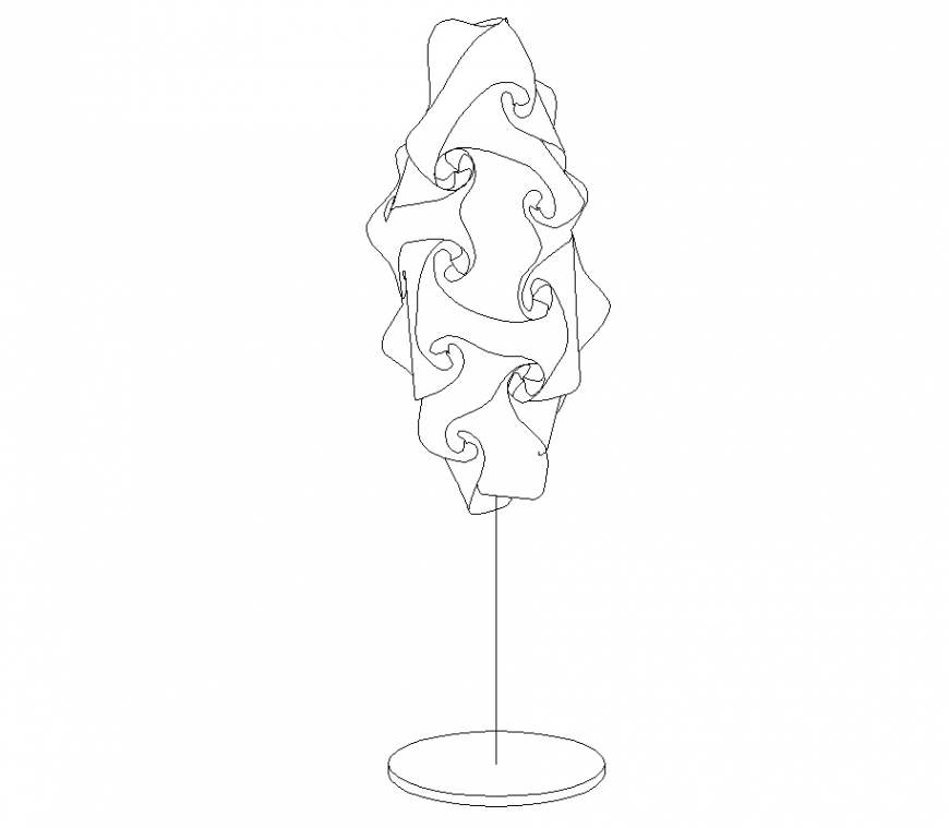 Isometric design of decorative tree interior detail dwg file