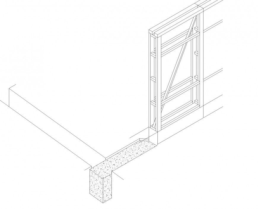 Isometric door section plan autocad file