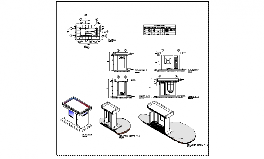 Isometric drawing & detail drawing of control house design drawing