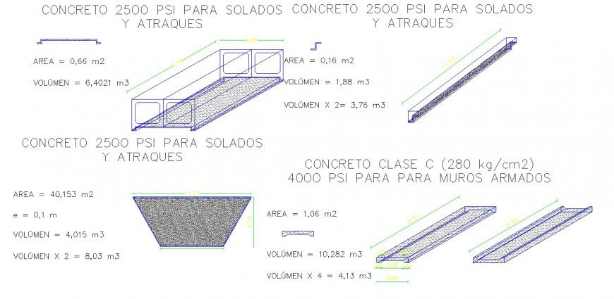 Isometric drawing of concrete slab in dwg file.