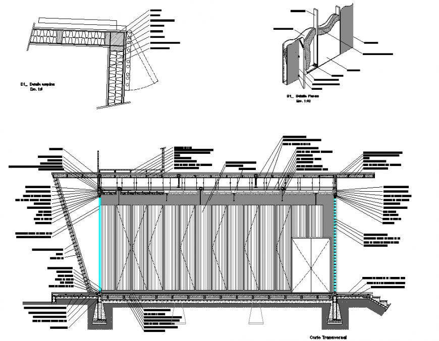 Isometric Music rehears structural section plan layout file