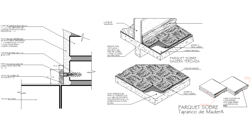 Isometric parquet floor sand board autocad file
