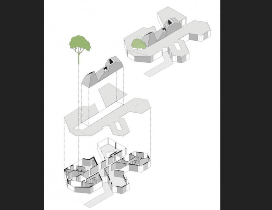 Isometric plan, model and auto-cad drawing details of 3d house skp file