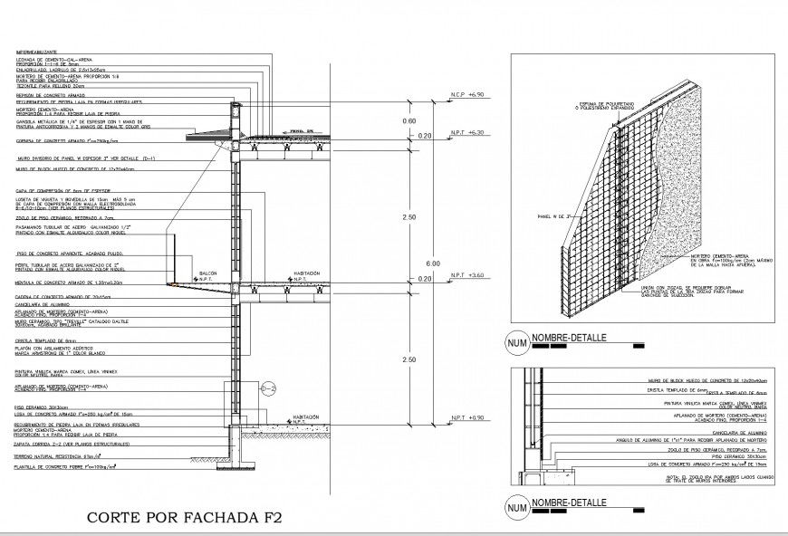 Isometric slab and foundation section plan layout file