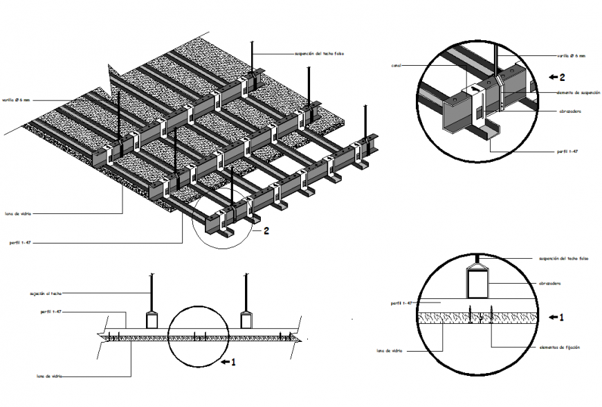 Isometric slab section detail dwg file