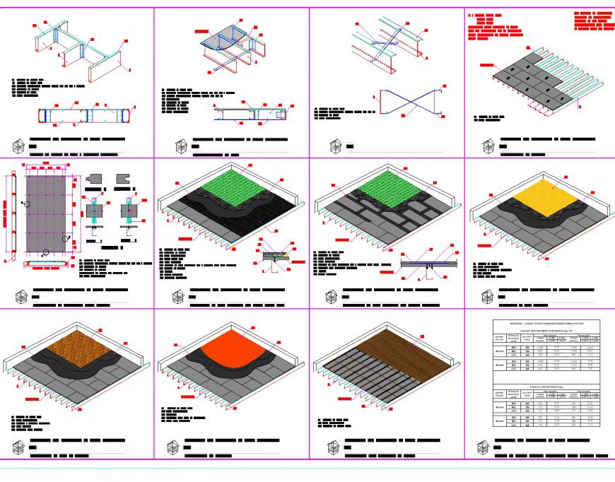 Isometric slab view plan detail dwg file