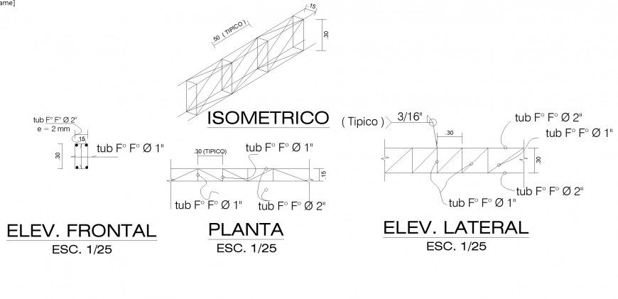 Isometric steel framing plan detail dwg file