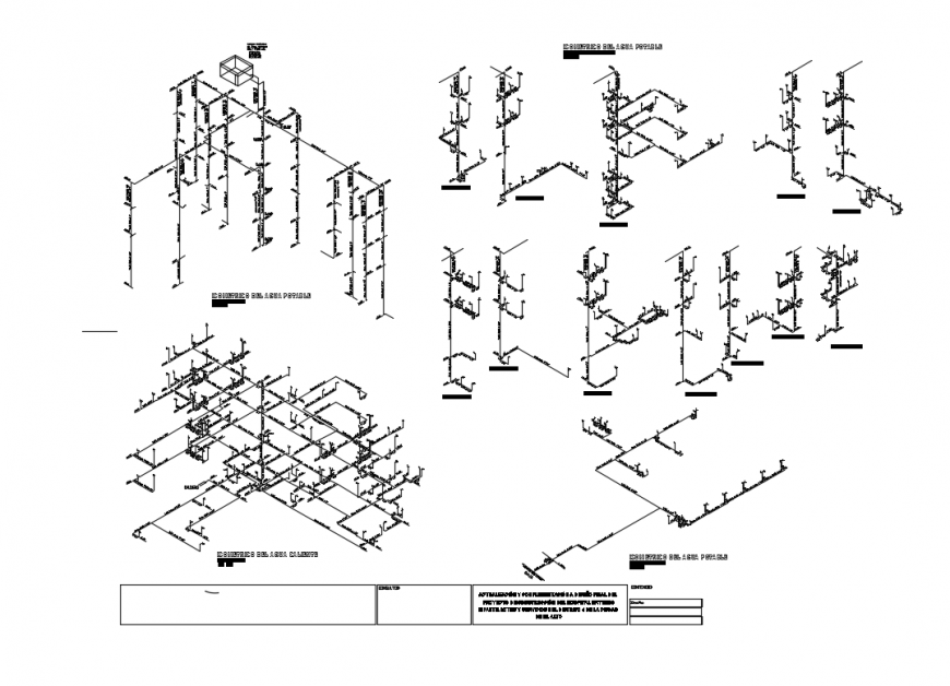 Isometric structure and plumbing details of drinking water of hospital dwg file
