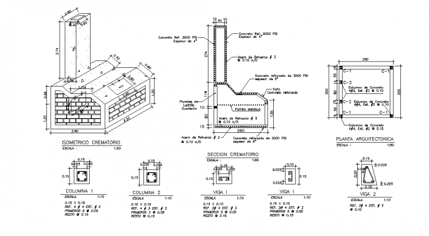 Isometric Structure Design & Section Cutting Detail