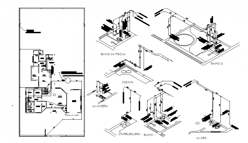 Isometric toilet pipe line autocad file