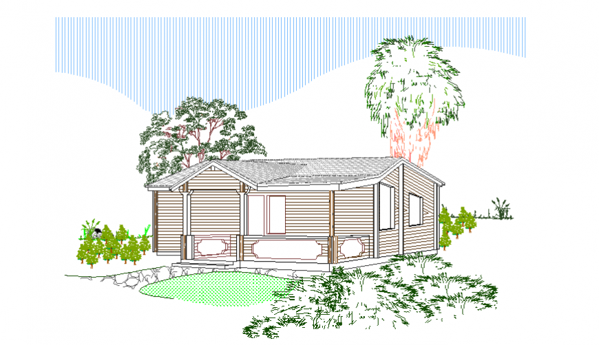 Isometric view design layout plan of small layout plan design drawing