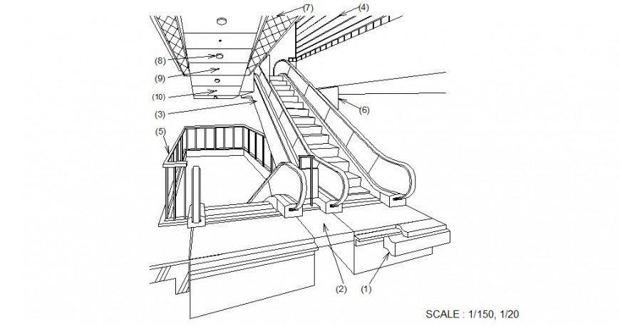 Isometric view mechanic stair layout file