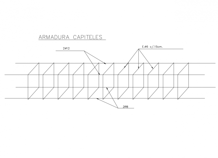 Isometric view of beam with structure design dwg file