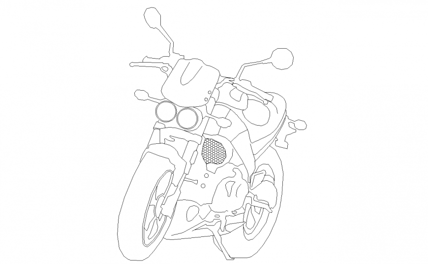 Isometric view of bike with block design dwg file