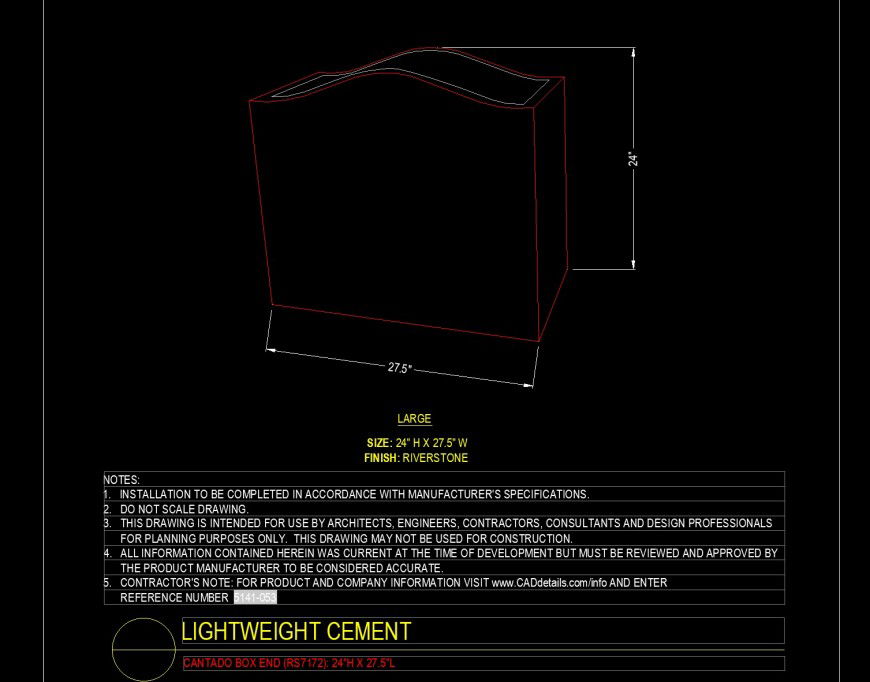 Isometric view of Cantado box end block in dwg file.