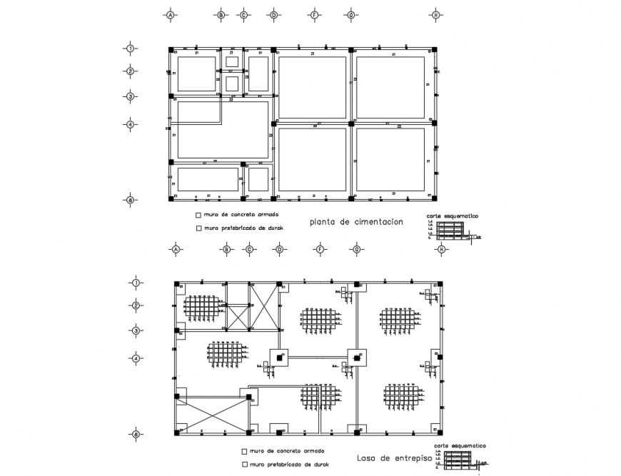 Isometric view of rib slab detail of section dwg file