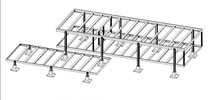 Isometric view of Structural axonometry of steels design drawing
