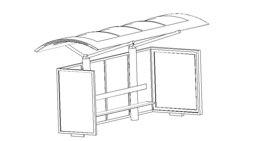 Isometric view of vehicle bus stop in auto cad file