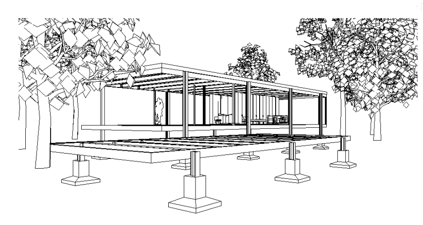 Isometric view Structural perspective of steels design drawing