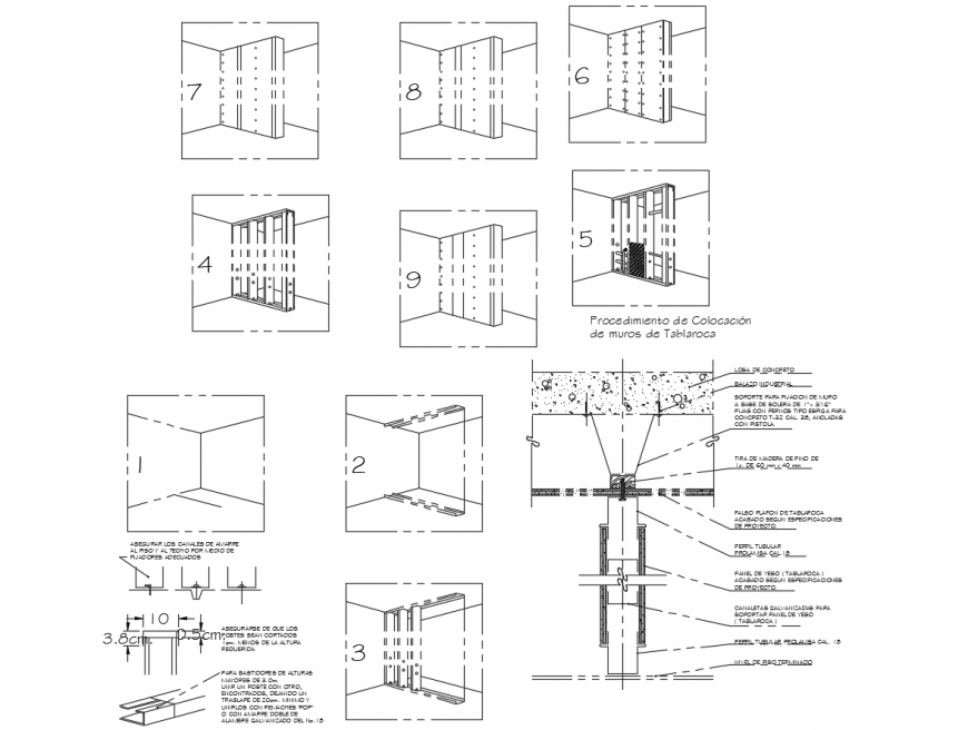 Isometric wall drawing and wall construction cad drawing details dwg file