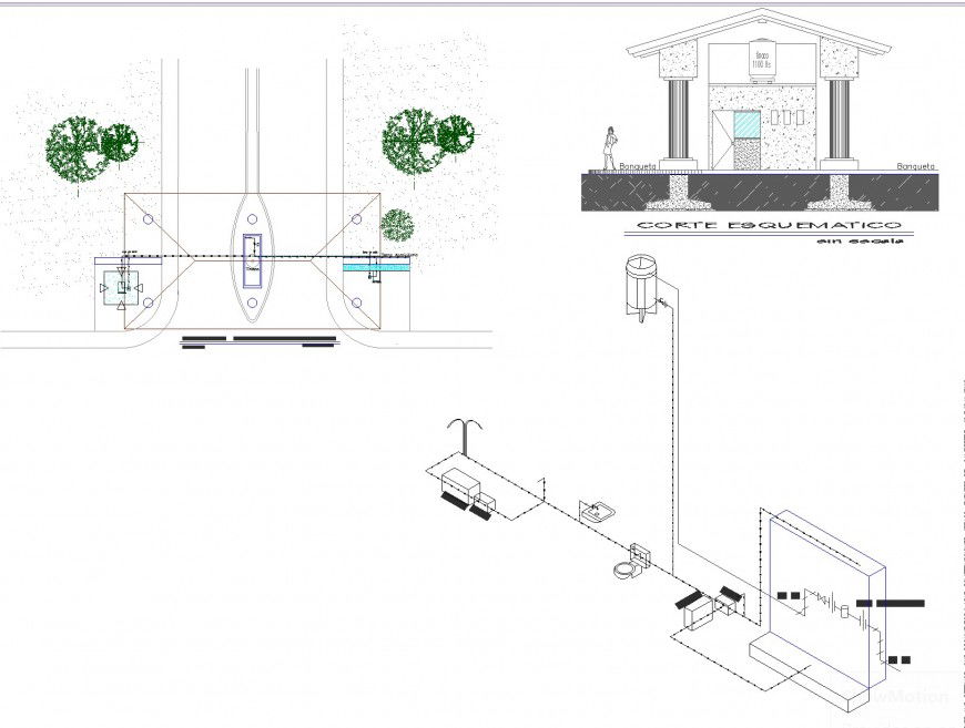 Isometric water line plan autocad file