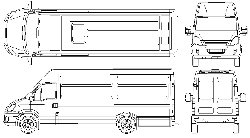 Iveco car elevation layout detail dwg file