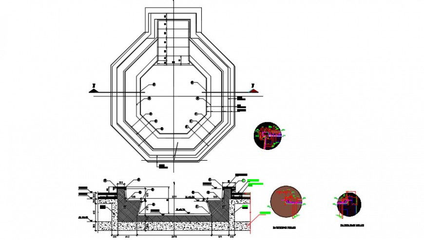Jacuzzi bathroom element top view plan detail dwg file