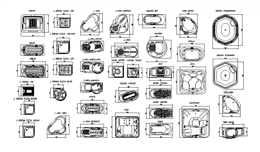 jacuzzi set bathroom detail 2 d plan autocad dwg file