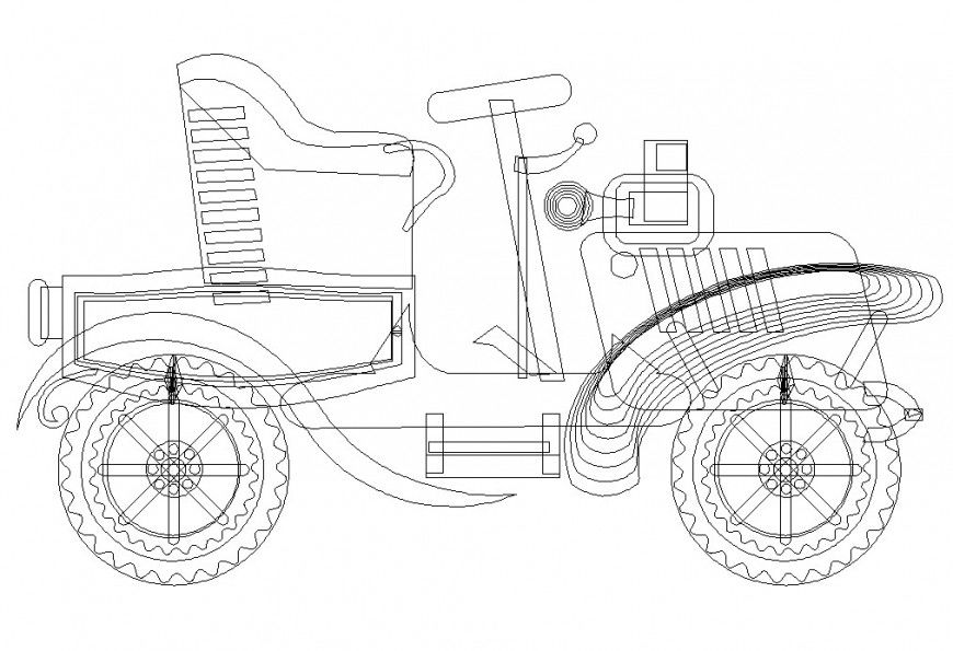 Jeep CAD vehicle blocks detail 2d view layout file in autocad format