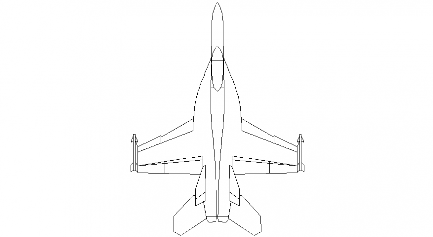 Jet plane drawings 2d view of transportation blocks dwg file