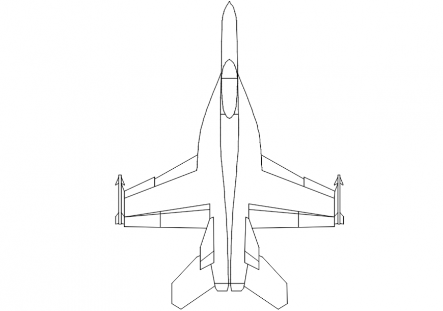 Jet plane front 2d model design  model dwg file