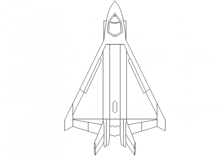 Jet plane front 2d model design detailing