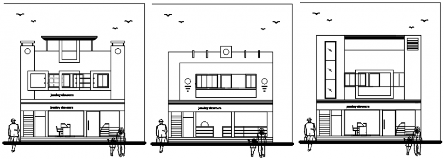 Jewelers showroom elevation elevation in AutoCAD file