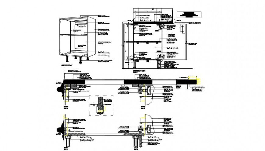 Joinery details and sectional detail of a side table dwg file