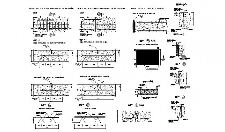 Joint longitudinal concrete mortar detail dwg file