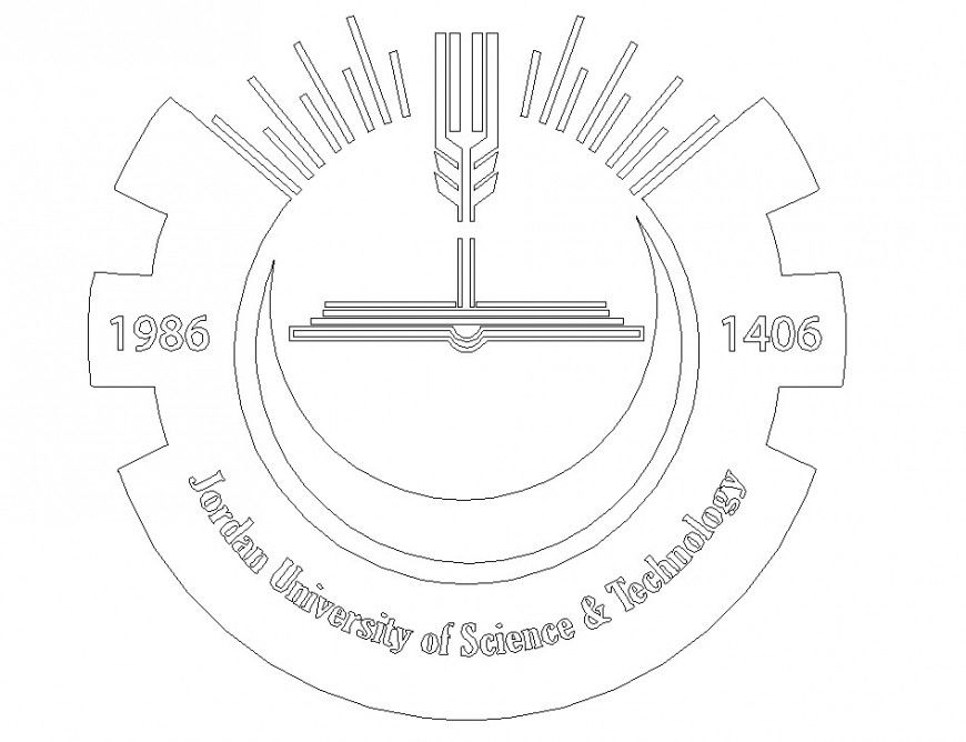 jordan university of science and technology logo drawing in dwg file.