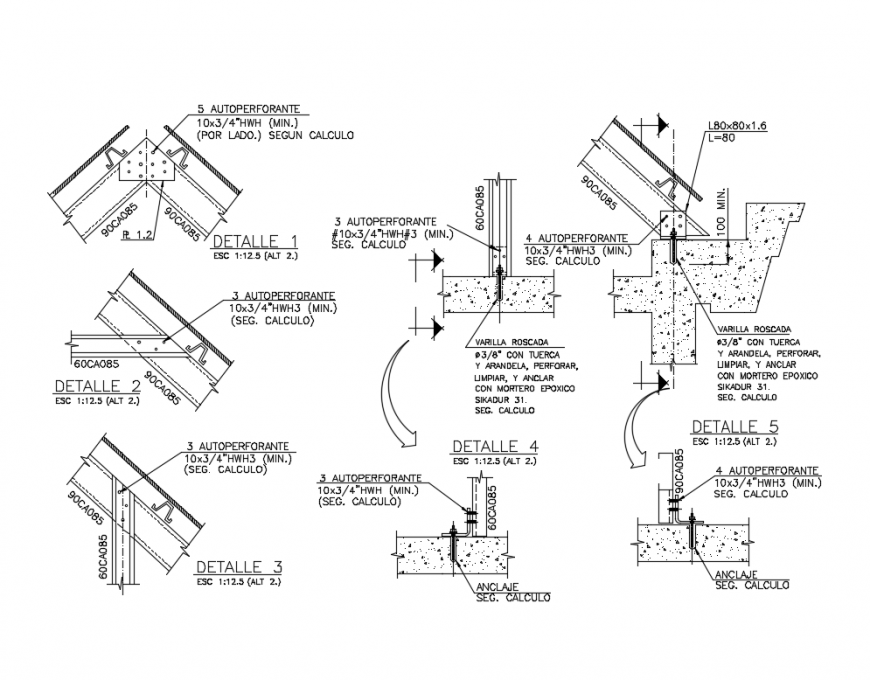 Junction detail trusses constructive structure cad drawing details dwg file