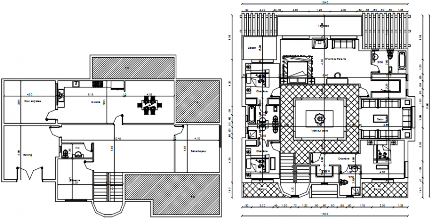 Kaboul residential villa floor plan distribution cad drawing details dwg file